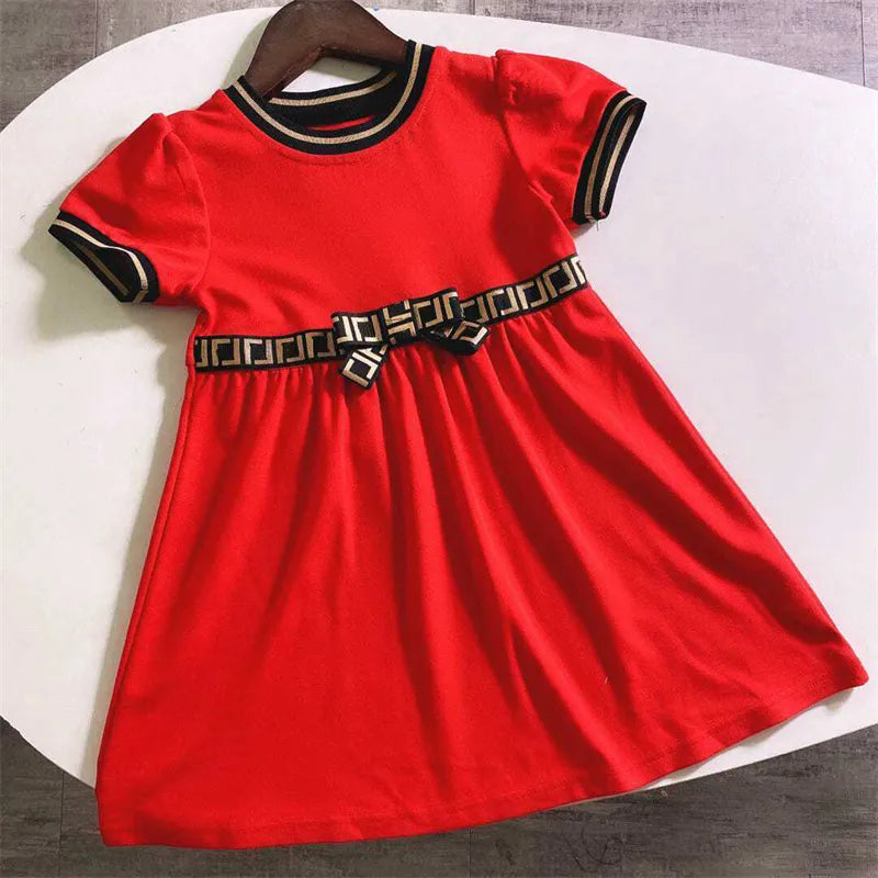 Baby Designer Dress Girls Solid Color Dresses Kids Fashion Clothes Childrens Brief Clothing High Quality 3 Colors