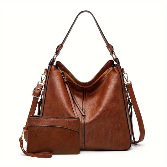 Large Capacity Classic PU Soft Leather Shoulder Bag - Fashionable, Casual, Spacious, Soft-Touch Handbag for Women