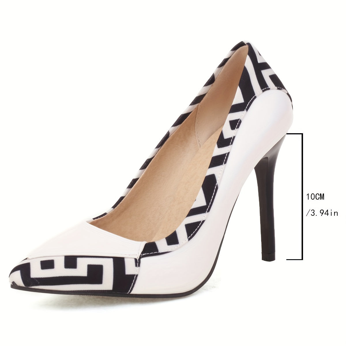 Chic Monochrome Plaid Stilettos with Sleek Pointed Toe - Women’s Classic High Heels for Elegant Dress Occasions, Comfortable Slip-On Design