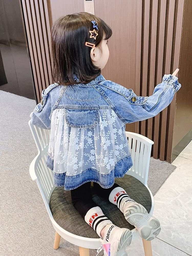 nvxiot Spring/Autumn Girls' Denim Jacket Coat New Korean Children's Clothing Clothes Infant Girls Baby Tops