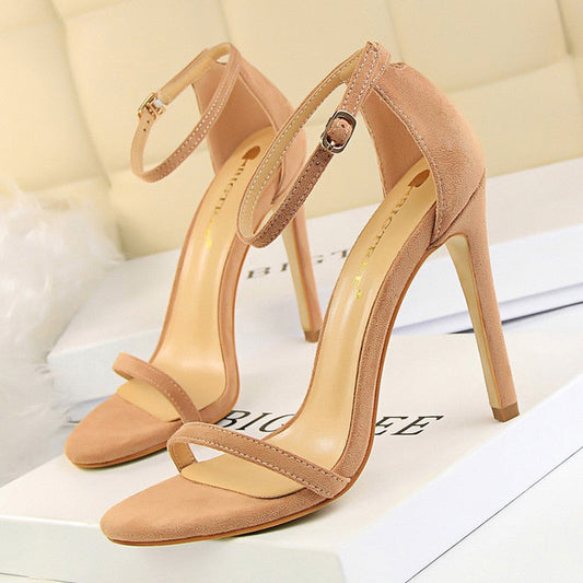 BIGTREE Shoes Super High Heels Suede Women Heels Open Toe Woman Pumps Sexy Party Shoes Stiletto Heels Summer Women Sandals 2022