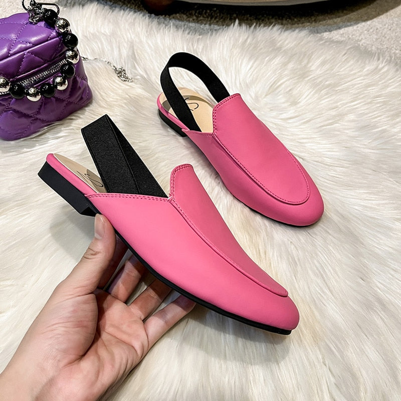 Rear elastic belt half slippers women summer wear Muller shoes 2022 new flat sandals