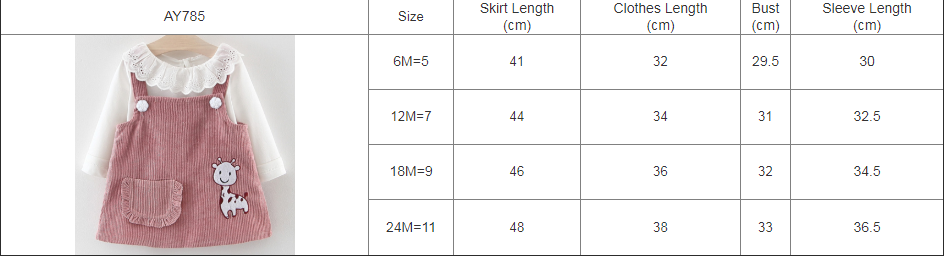 Melario Baby Girl Dress Spring Baby Girl Princess Clothes Cute Girls Long Sleeve T-shirt Tops Cartoon Giraffe Dress 2pcs Suit