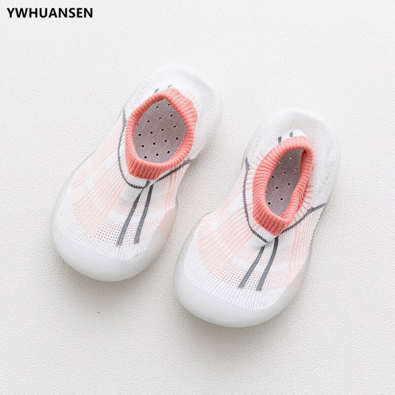 Summer Spring Leopard Soft Bottom Non-Slip Floor Socks Solid Color Toddler Girl Boy Shoes With Transparent Rubber Soles Kid Baby