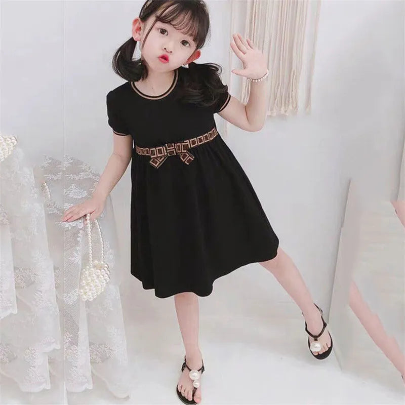 Baby Designer Dress Girls Solid Color Dresses Kids Fashion Clothes Childrens Brief Clothing High Quality 3 Colors