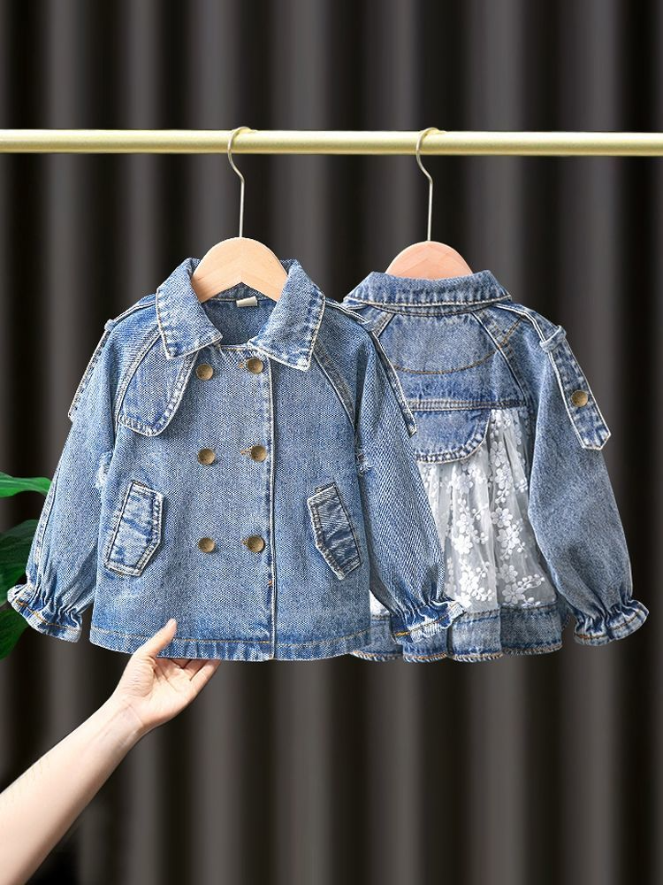 nvxiot Spring/Autumn Girls' Denim Jacket Coat New Korean Children's Clothing Clothes Infant Girls Baby Tops