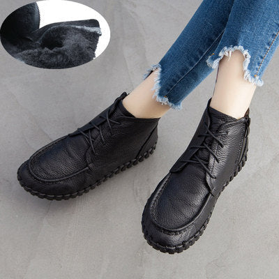 GKTINOO 2021 Vintage Style Genuine Leather Women Boots Flat Booties Soft Cowhide Women's Shoes Ankle Boots zapatos mujer