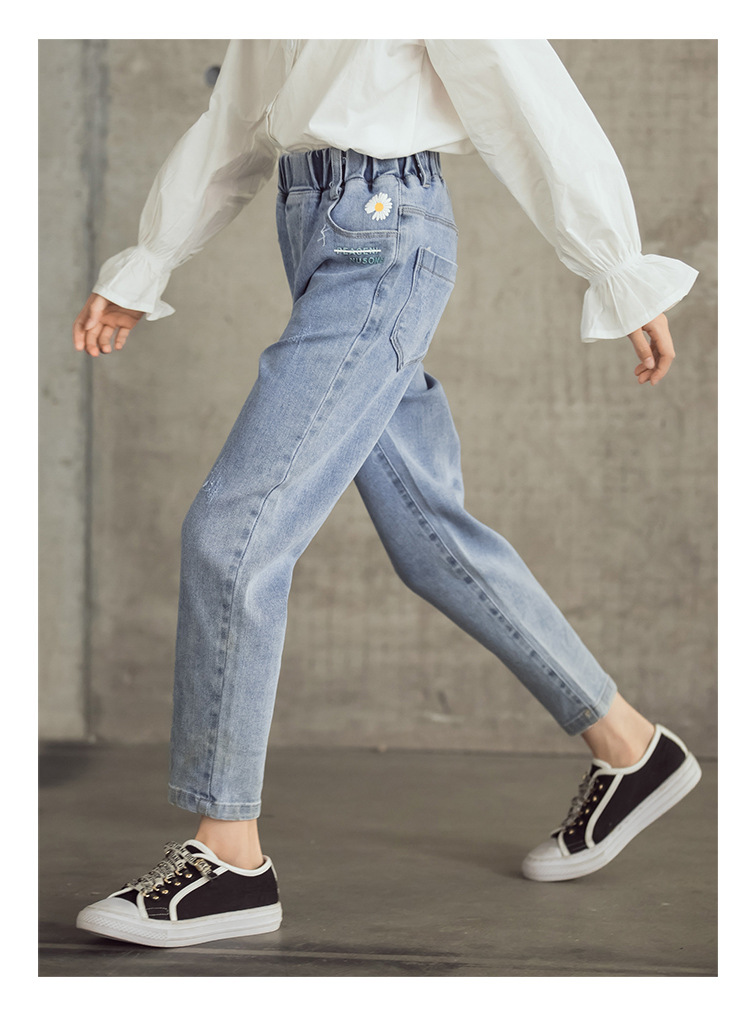 nvxiot Teenage Girls Jeans  New Spring Kids Pants Fashion Loose School Trousers Autumn Fashion Jeans Children Pants 12 13 14 Years