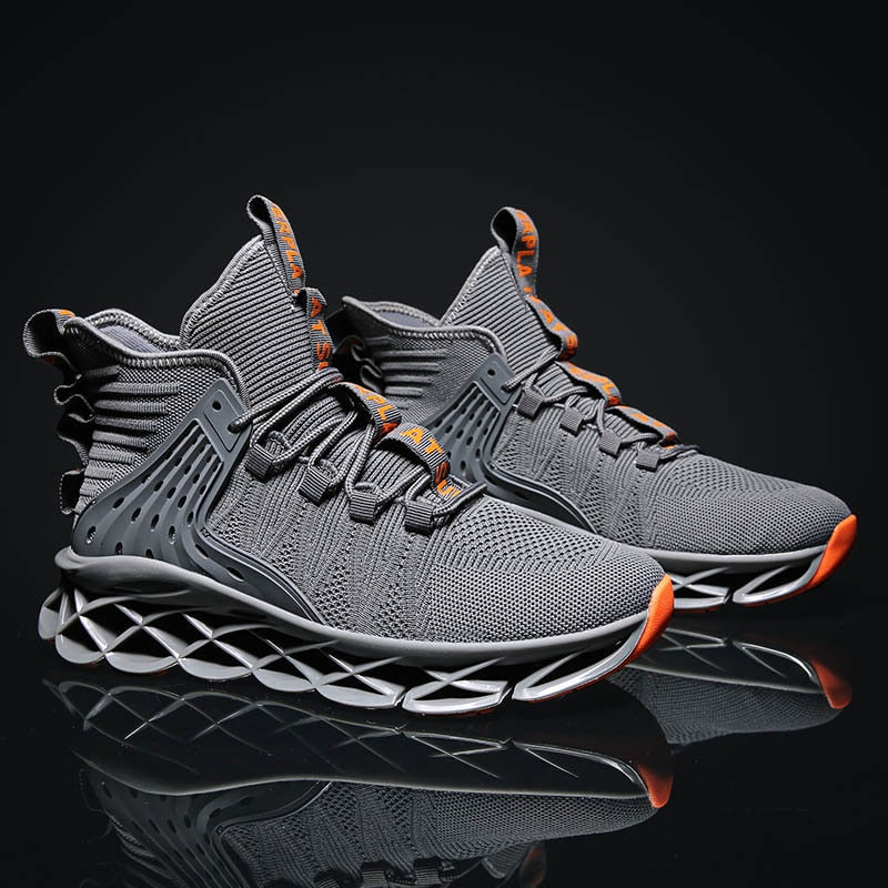 High Top Men's Running Shoes High-quality Unique Blade Sole Breathable Mesh Outdoor Profession Cushioning Jogging Sport Shoes