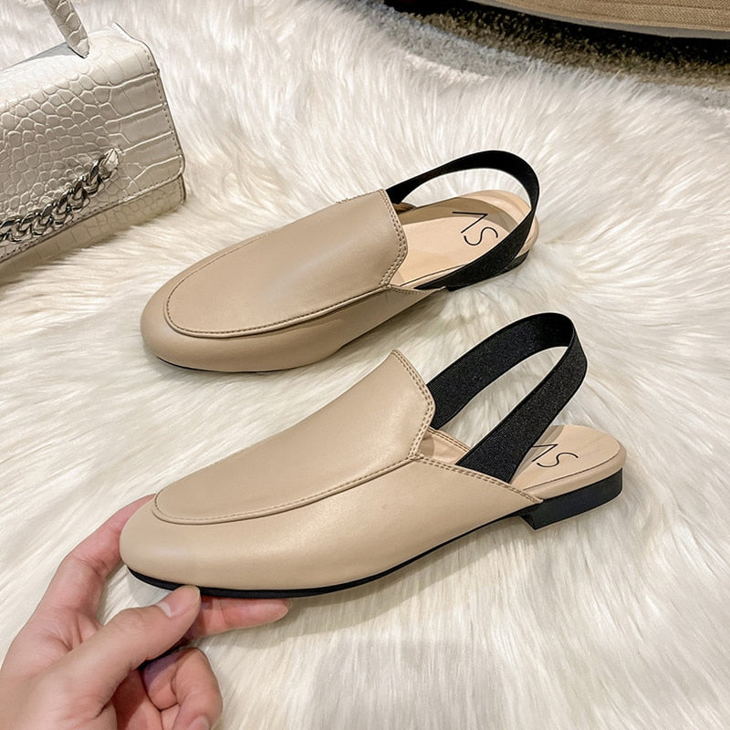 Rear elastic belt half slippers women summer wear Muller shoes 2022 new flat sandals