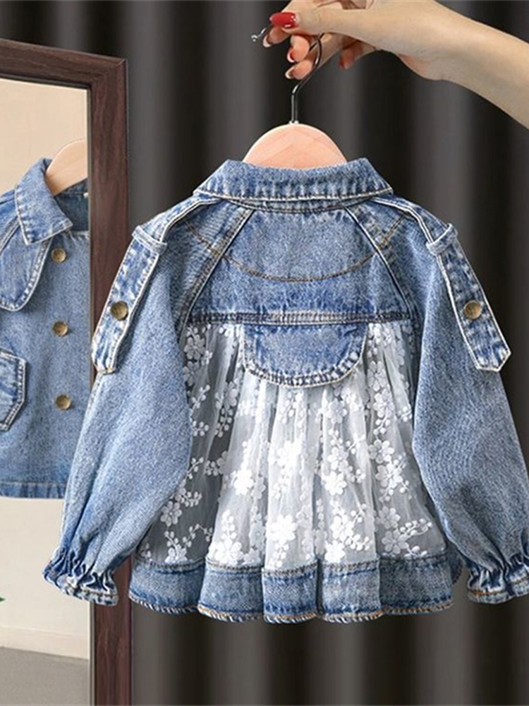 nvxiot Spring/Autumn Girls' Denim Jacket Coat New Korean Children's Clothing Clothes Infant Girls Baby Tops