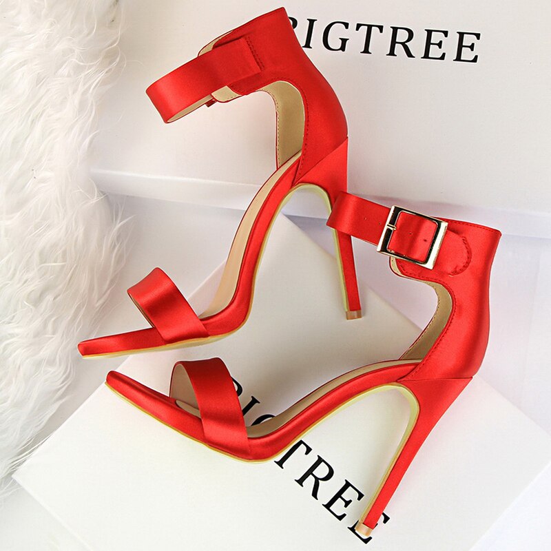 BIGTREE Shoes 2022 Women's Sandals Super High Heels Summer Women Shoes Fashion Metal Belt Buckle Heeled Sandals Sexy Party Shoes