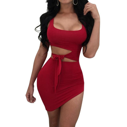 nvxiot2024  Women Bandage Cut Out Mesh Sheer Bodycon Sleeveless Pencil Evening Clubwear Party Mini Dress