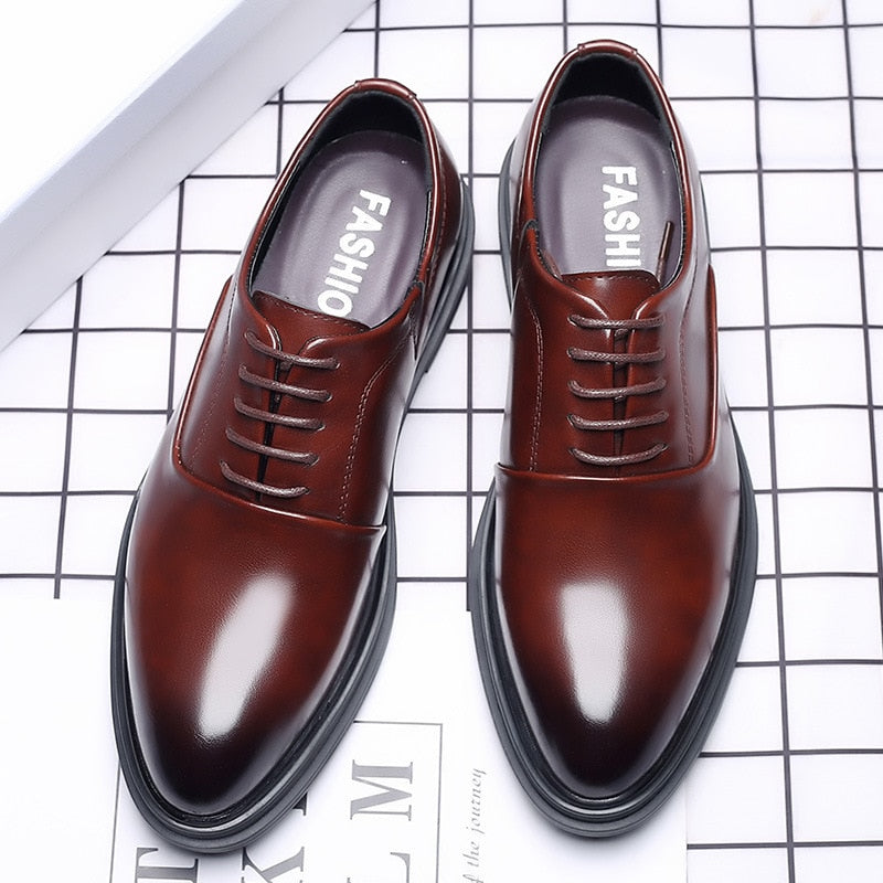 WOTTE Business Men Formal Shoes Black Leather Shoes Mens Fashion Casual Dress Shoes Classic Italian Formal Oxford Shoes For Men