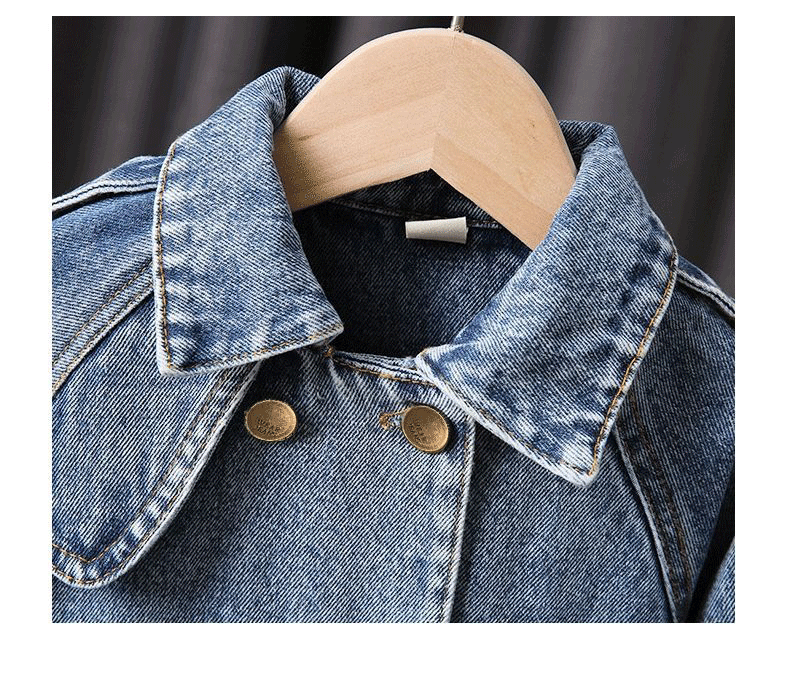 nvxiot Spring/Autumn Girls' Denim Jacket Coat New Korean Children's Clothing Clothes Infant Girls Baby Tops