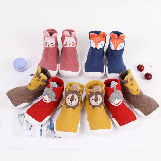 Toddler Baby Knitted Leopard Floor Socks Shoes with Rubber Soles Infant Anti-slip Indoor Socks Newborn Spring Summer Autumn