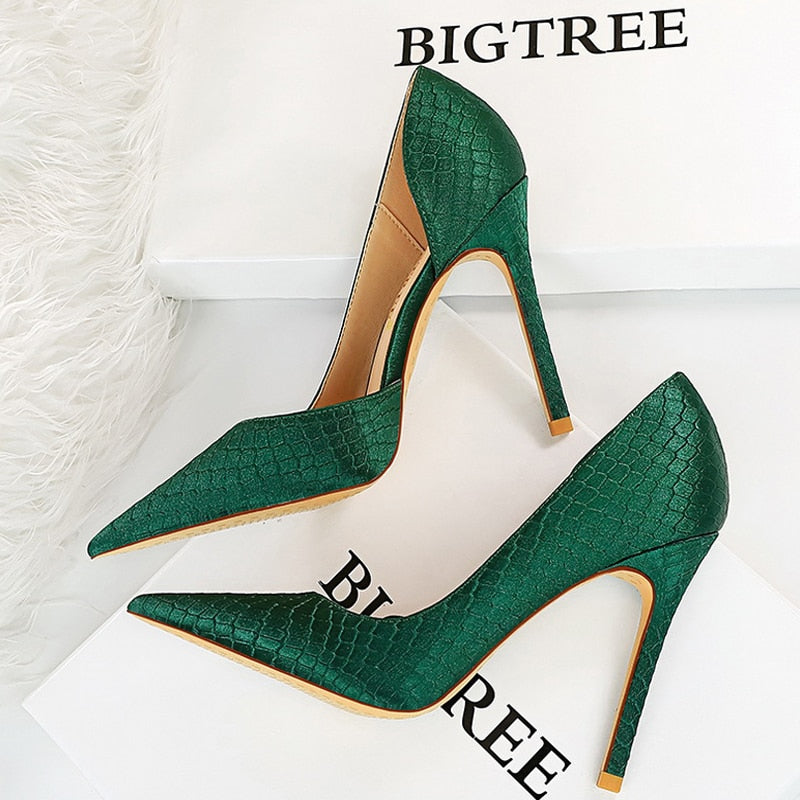 BIGTREE Shoes Serpentine Woman Pumps Metal Stiletto High Heels 2022 New Designer Women Heels Sexy Party Shoes Lady Plus Size 43