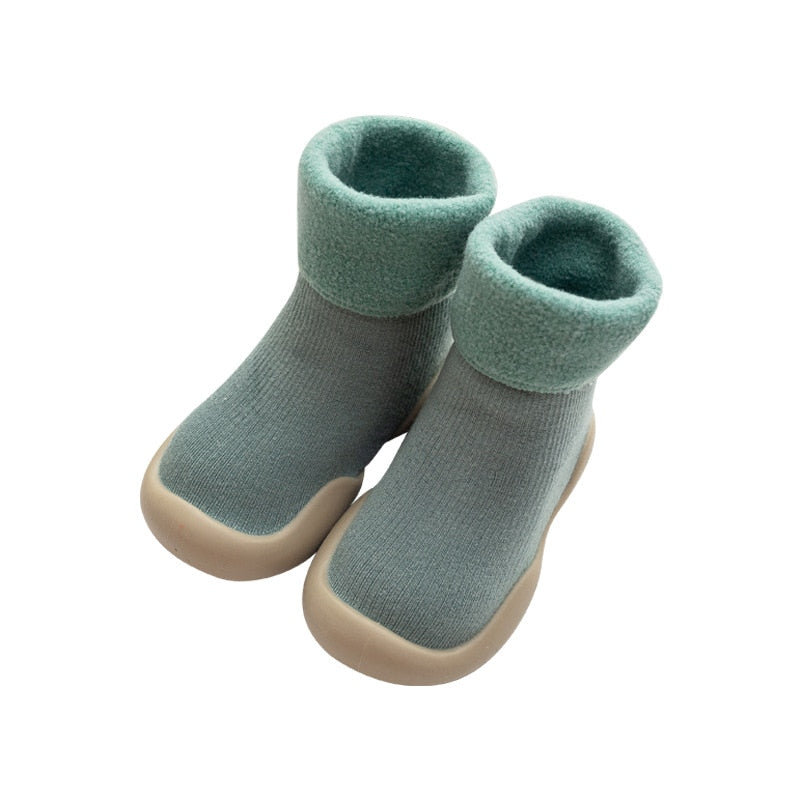 Embroidery Winter Kids Warm Snow Shoes Socks Infant Boys Brushed Thick Sock Shoes Baby Girls Booties Soft Soles Toddler Shoes