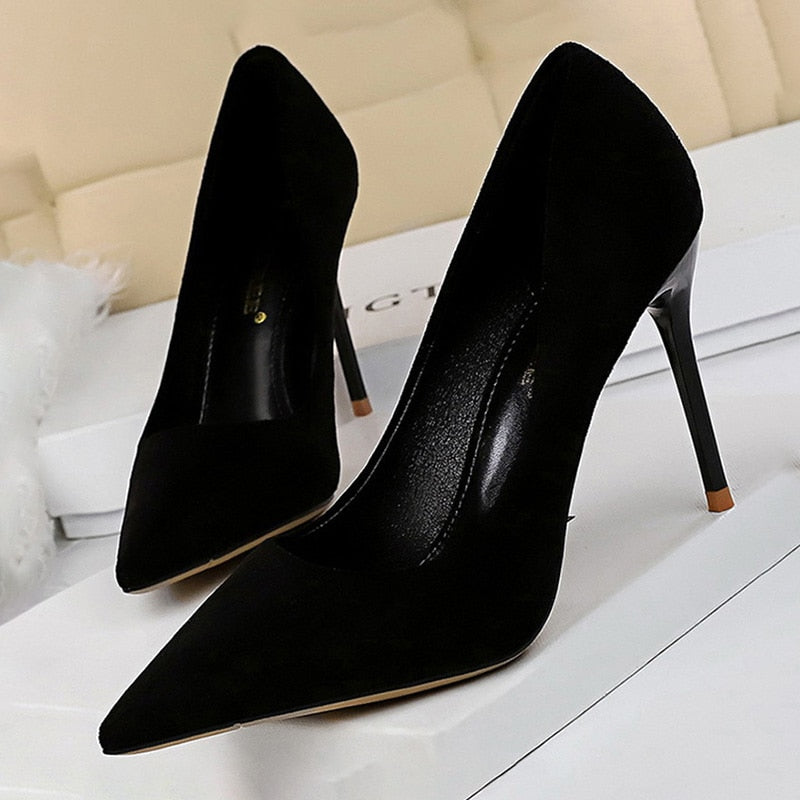 BIGTREE Shoes 2022 New Women Pumps Suede High Heels Shoes Fashion Office Shoes Stiletto Party Shoes Female Comfort Women Heels