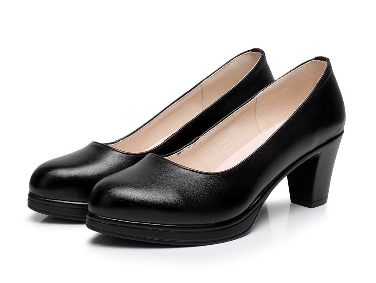 GKTINOO Genuine Leather shoes Women Pointed Toe Pumps Sapato feminino High Heels Shallow Fashion Black Work Shoe Plus Size 33-43