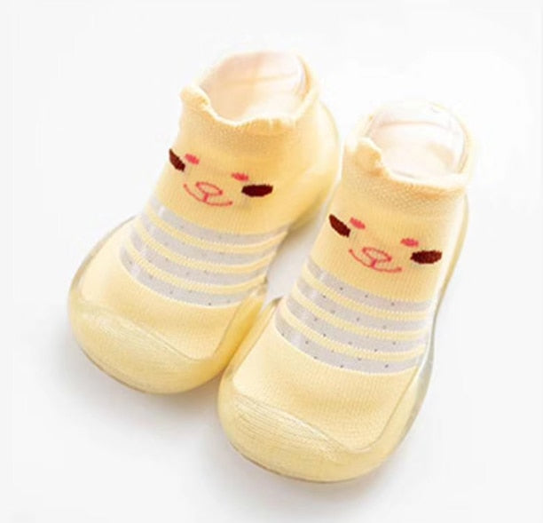 Summer Spring Leopard Soft Bottom Non-Slip Floor Socks Solid Color Toddler Girl Boy Shoes With Transparent Rubber Soles Kid Baby