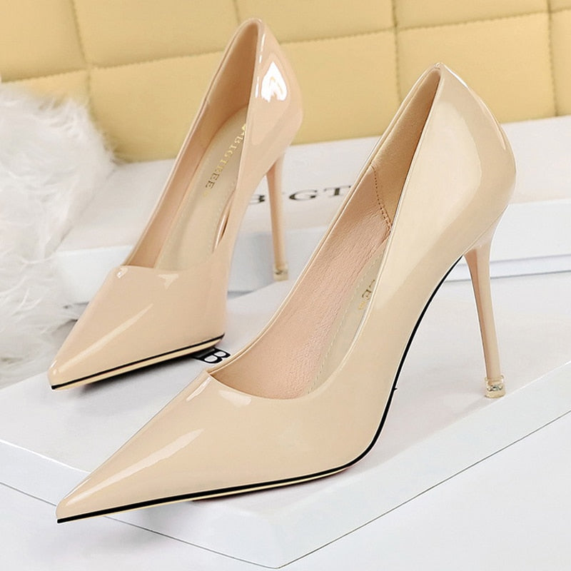 BIGTREE Shoes Woman Pumps Patent Leather High Heels Shoes Women Occupation OL Office Shoes Stiletto Women Heels Plus Size 43