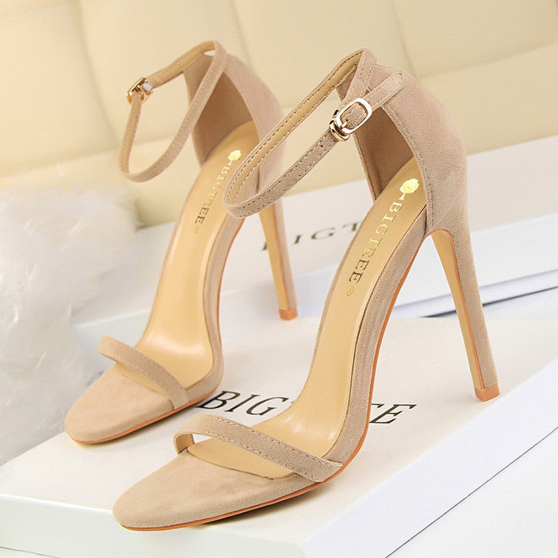 BIGTREE Shoes Super High Heels Suede Women Heels Open Toe Woman Pumps Sexy Party Shoes Stiletto Heels Summer Women Sandals 2022