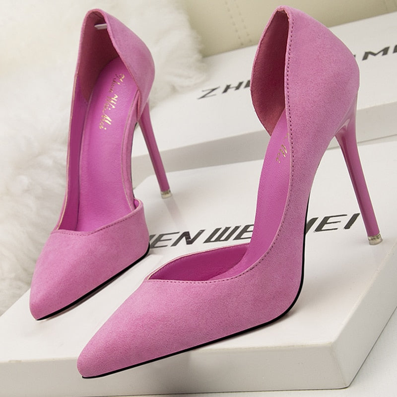 2022 New Woman Pumps Suede Women Heels Stiletto Fashion Office Shoes Pumps Sexy High Heels 10 Cm Ladies Shoes Women's Pumps