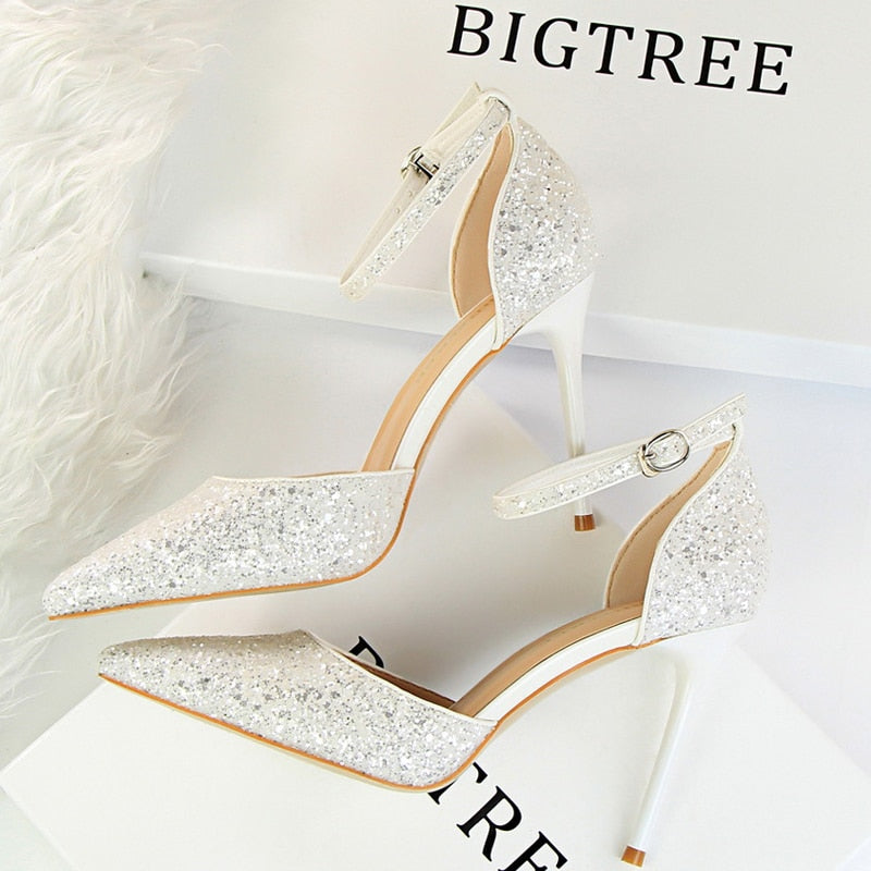 BIGTREE Shoes Sexy High Heels Women Pumps Sparkle Sequins Stiletto Heels 10 Cm Party Shoes Women Heels Summer Women Sandals New