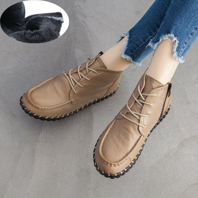 GKTINOO 2021 Vintage Style Genuine Leather Women Boots Flat Booties Soft Cowhide Women's Shoes Ankle Boots zapatos mujer