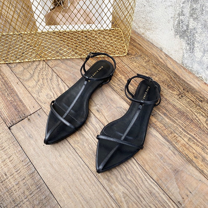 2020 Summer New Minimalist Design Fashion All-match Flat Sandals European and American Model Style Women's Shoes