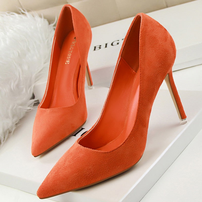 BIGTREE Shoes 2022 New Women Pumps Suede High Heels Shoes Fashion Office Shoes Stiletto Party Shoes Female Comfort Women Heels