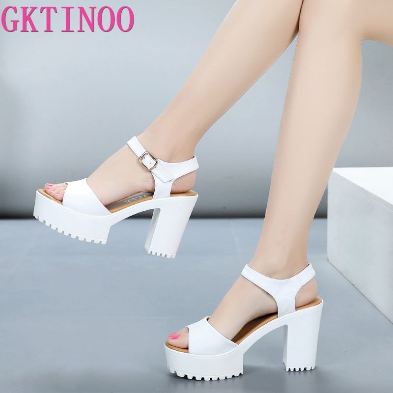 GKTINOO New Summer Women Sandals Shoes 2021 Thick With OL Korean Summer Sandals Large Size Genuine Leather Women Shoes Sandals