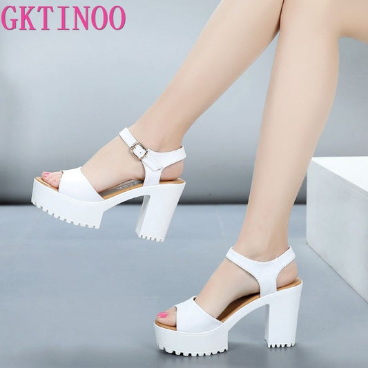 GKTINOO New Summer Women Sandals Shoes 2021 Thick With OL Korean Summer Sandals Large Size Genuine Leather Women Shoes Sandals