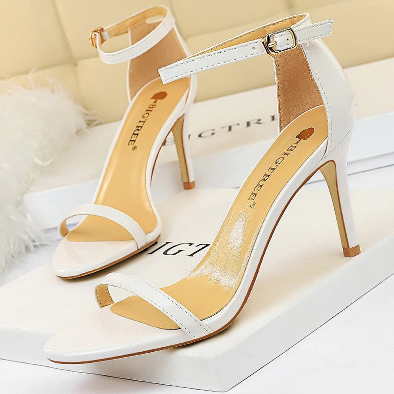 BIGTREE Shoes Pu Leather High Heels 2022 New Women Heels Sexy Stiletto Heels 11 Cm Party Shoes Color Matching Women Sandals