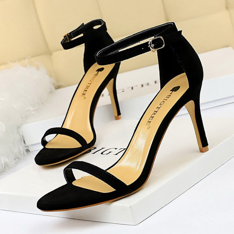 BIGTREE Shoes Super High Heels Suede Women Heels Open Toe Woman Pumps Sexy Party Shoes Stiletto Heels Summer Women Sandals 2022