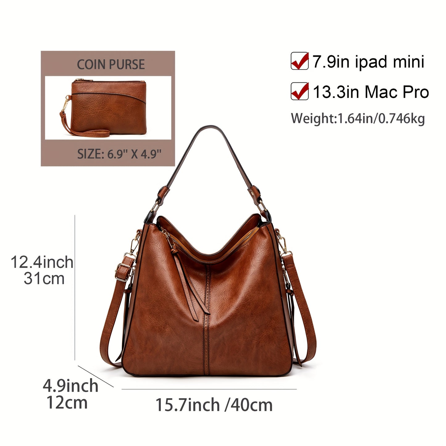 Large Capacity Classic PU Soft Leather Shoulder Bag - Fashionable, Casual, Spacious, Soft-Touch Handbag for Women