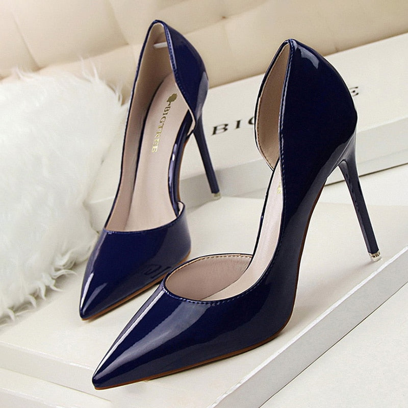 BIGTREE Shoes Patent Leather Heels 2022 Fashion Woman Pumps Stiletto Women Shoes Sexy Party Shoes Women High Heels 12 Colour