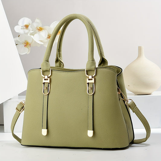 Chic Large Capacity Women's Tote Bag - Fashionable Faux Leather Shoulder & Crossbody Handbag with Adjustable Strap, Zip Closure