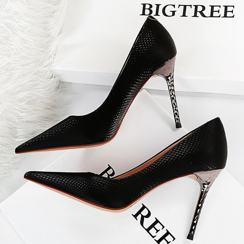 BIGTREE Shoes Serpentine Woman Pumps Metal Stiletto High Heels 2022 New Designer Women Heels Sexy Party Shoes Lady Plus Size 43