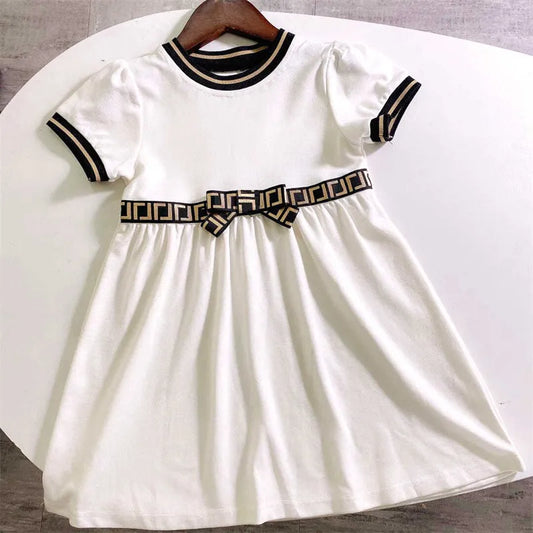 Baby Designer Dress Girls Solid Color Dresses Kids Fashion Clothes Childrens Brief Clothing High Quality 3 Colors