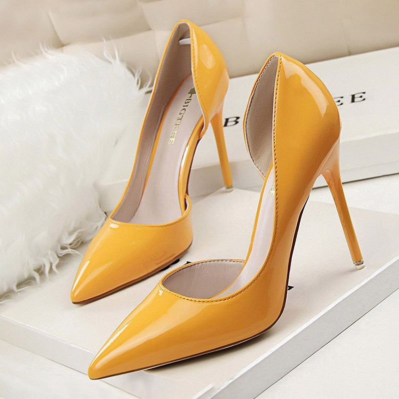 BIGTREE Shoes Patent Leather Heels 2022 Fashion Woman Pumps Stiletto Women Shoes Sexy Party Shoes Women High Heels 12 Colour