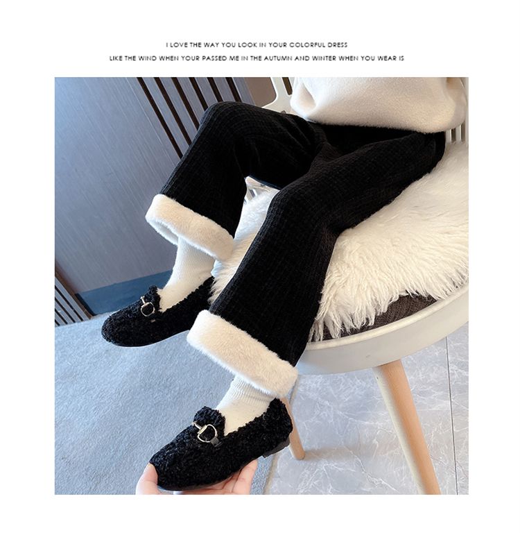 nvxiot Fashion Winter Keep Warm Children Cotton Padded Plush Pants Thicken Plus Velvet Childrens Wear Clothes Girls Boot Cut trousers