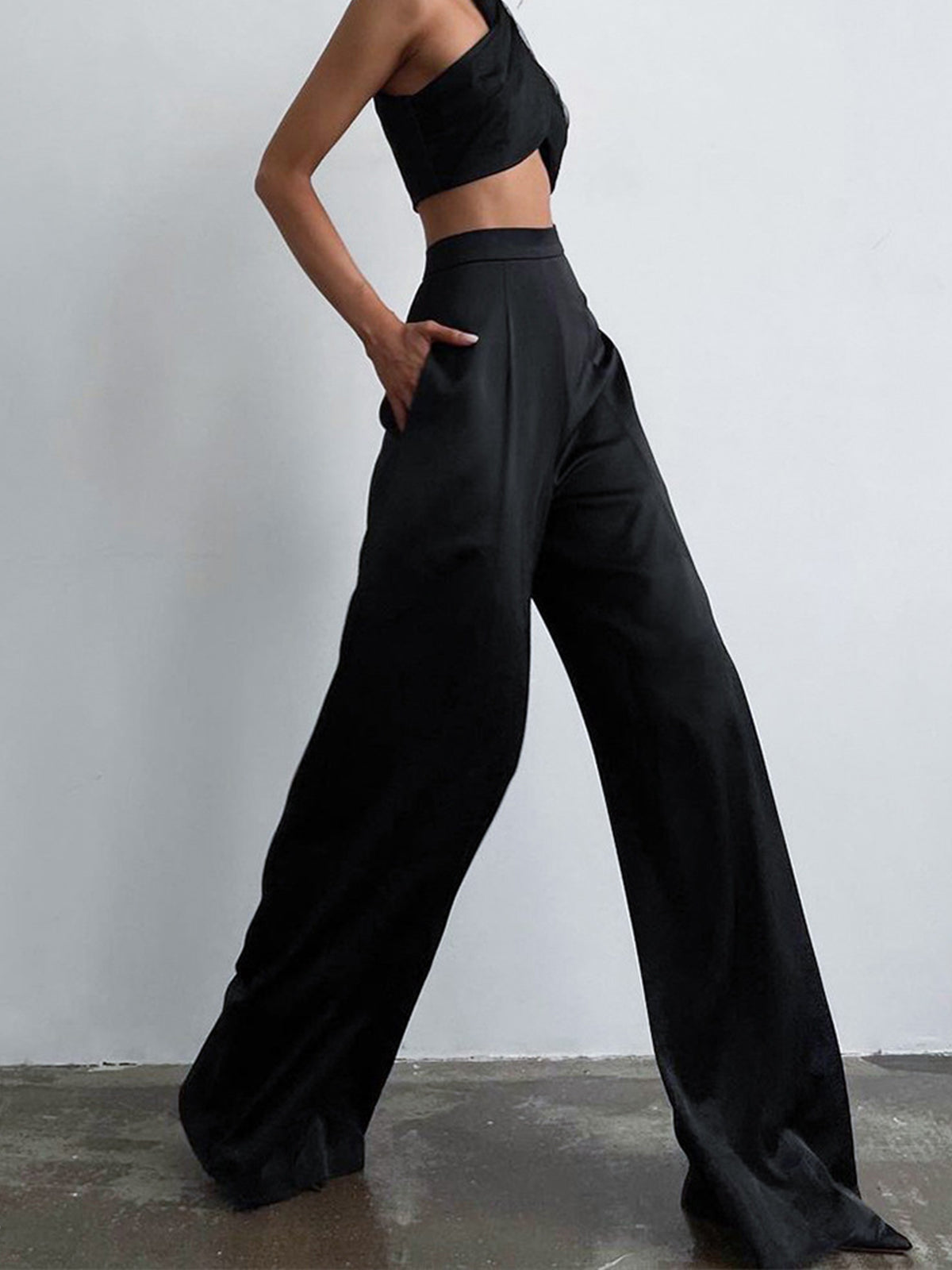 nvxiot Oversized Satin Wide Leg Dress Pants