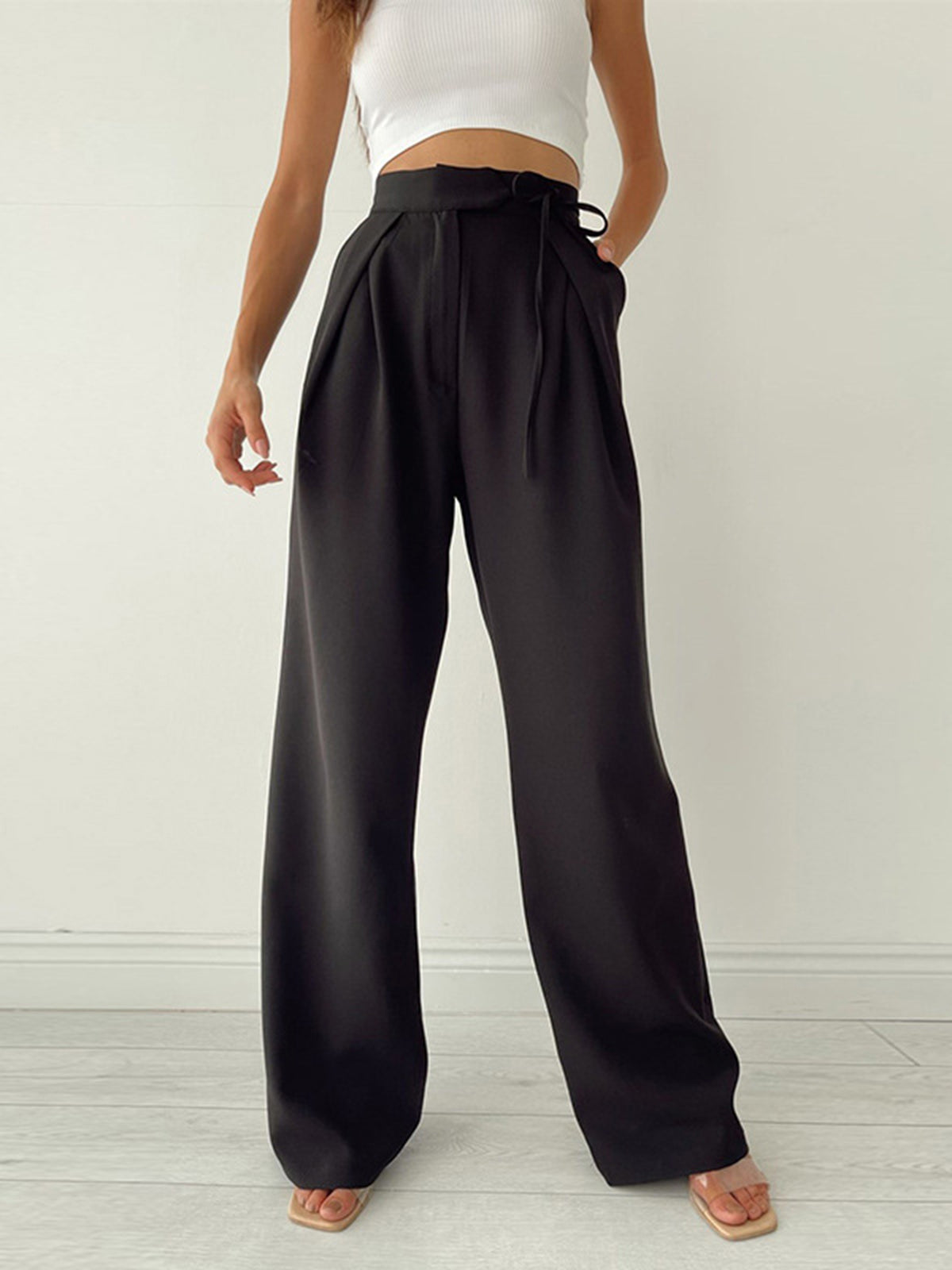 nvxiot Palazzo Tied Wide Leg Dress Pants