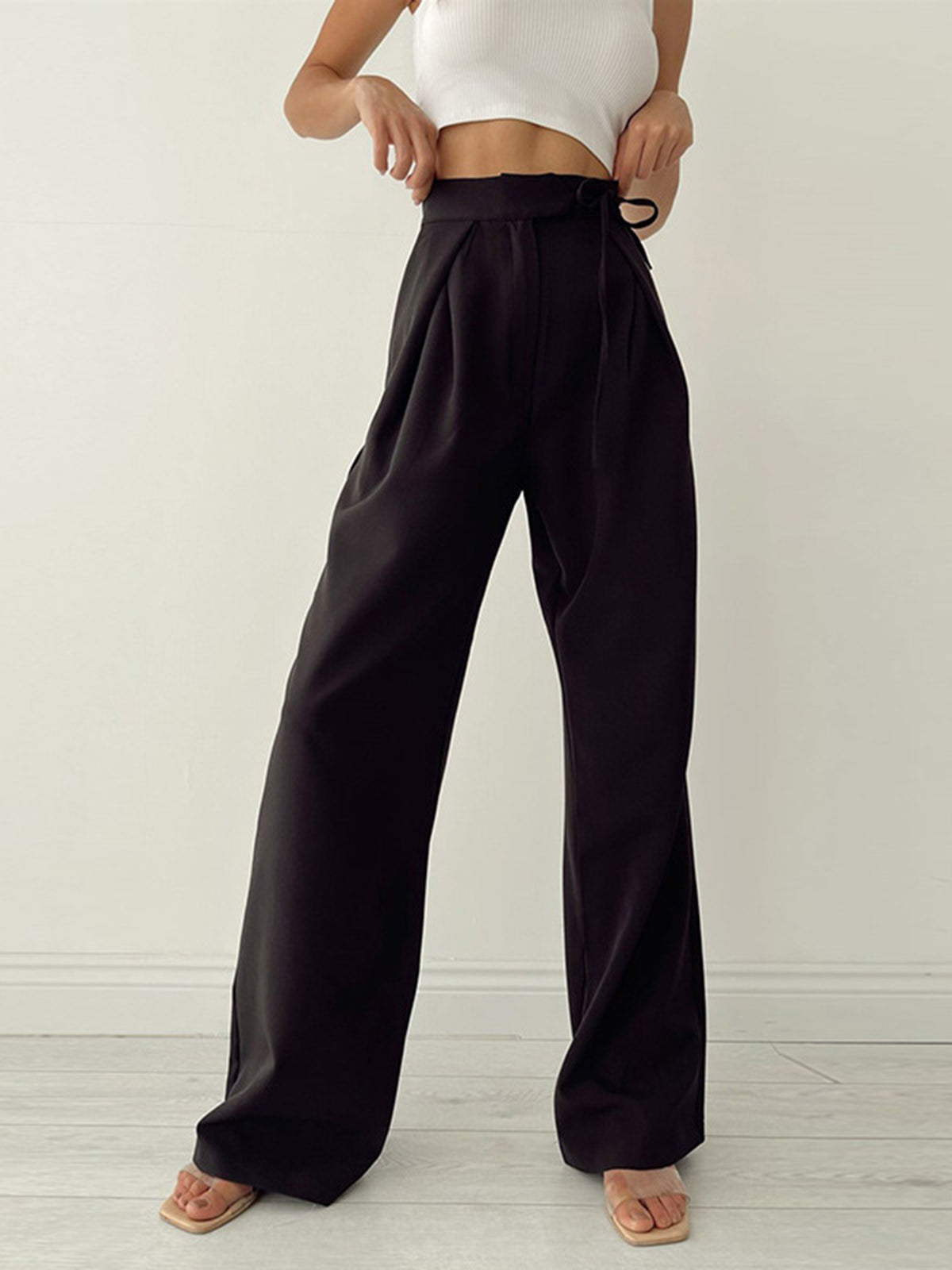 nvxiot Palazzo Tied Wide Leg Dress Pants