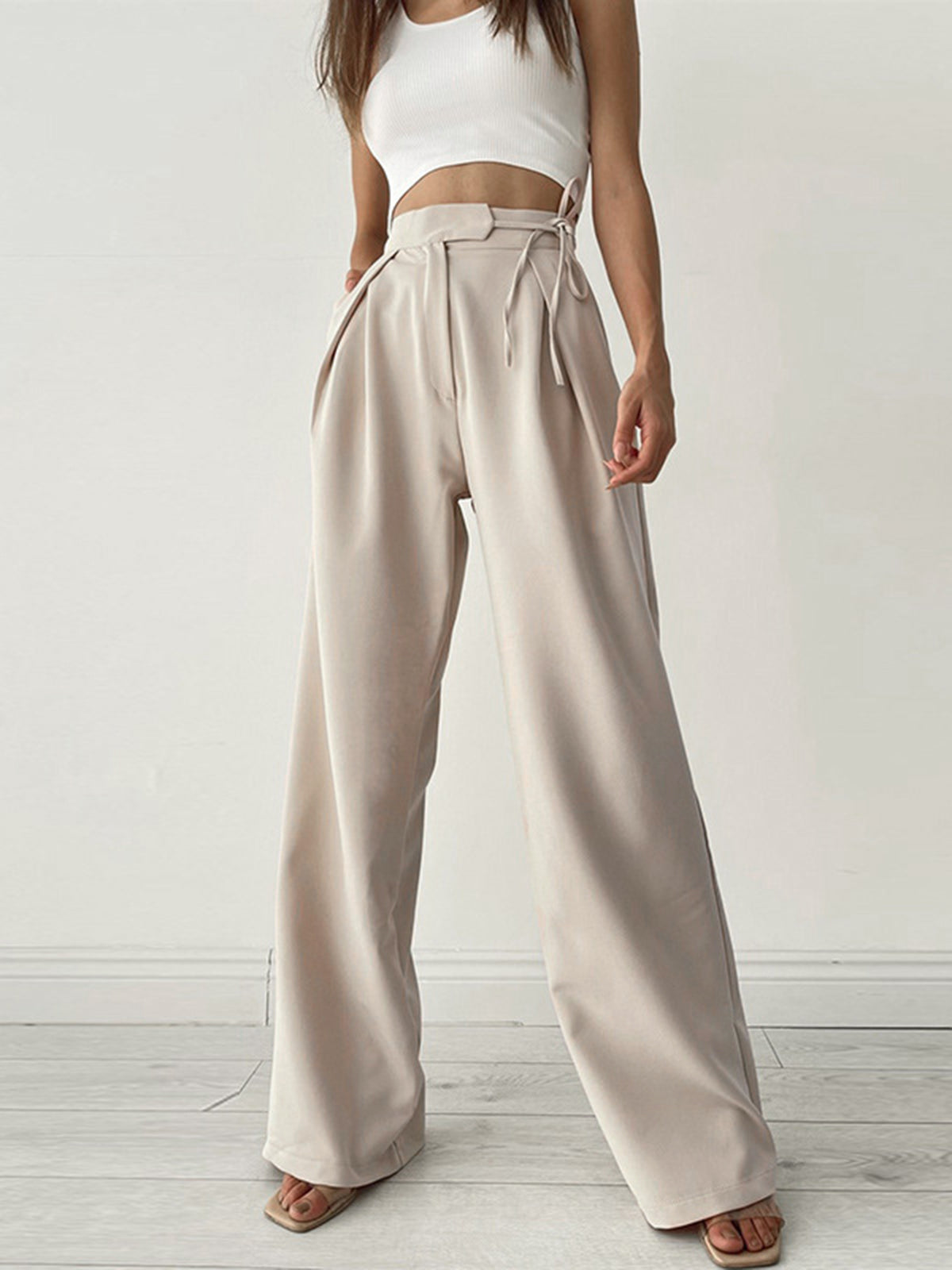 nvxiot Palazzo Tied Wide Leg Dress Pants