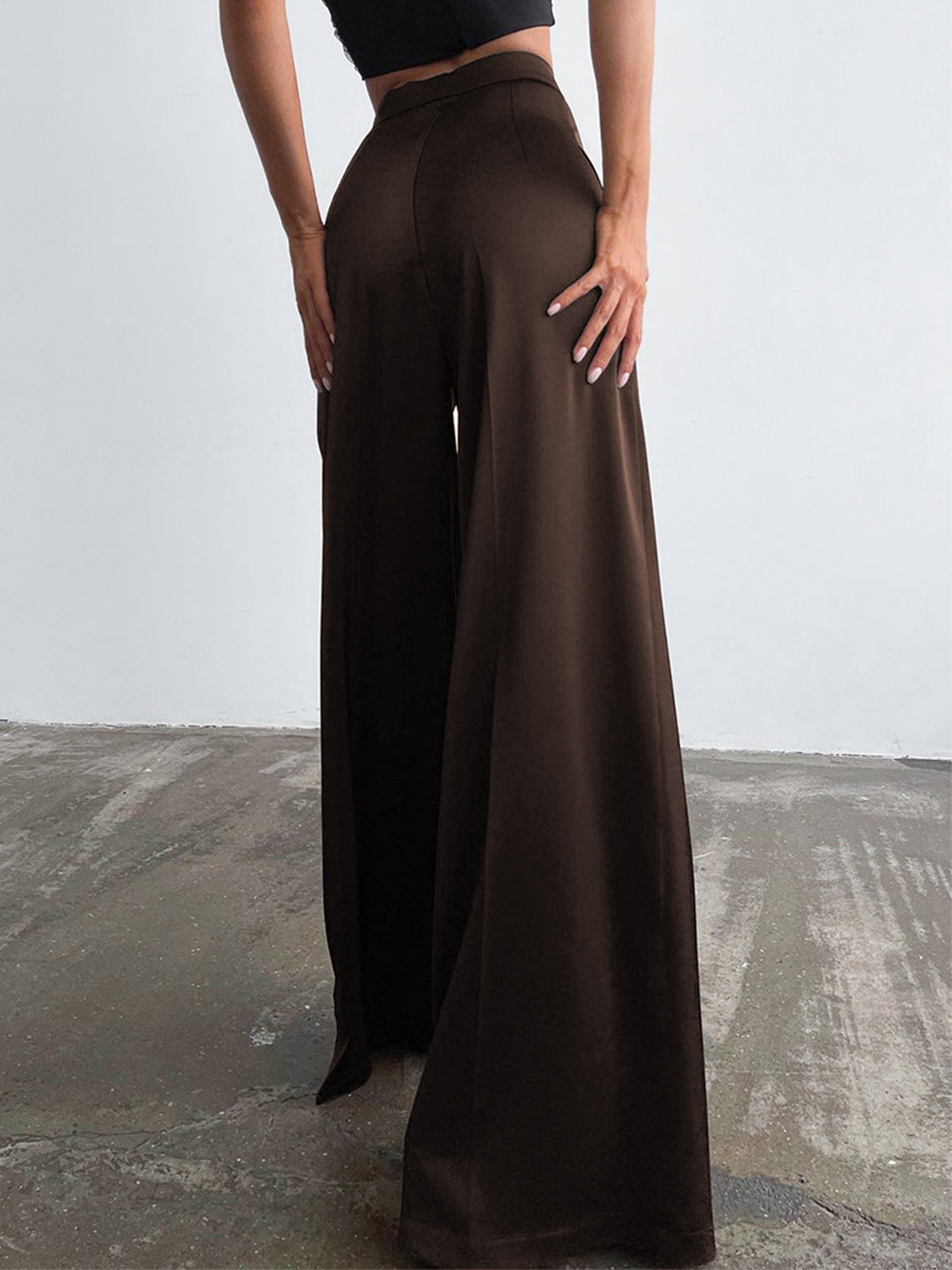 nvxiot Oversized Satin Wide Leg Dress Pants