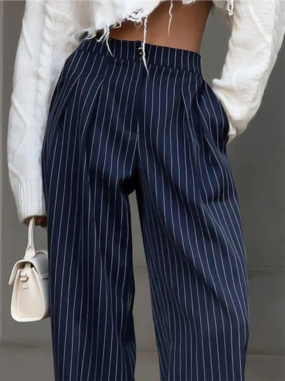 nvxiot Pinstripe Pleated Wide Leg Dress Pants