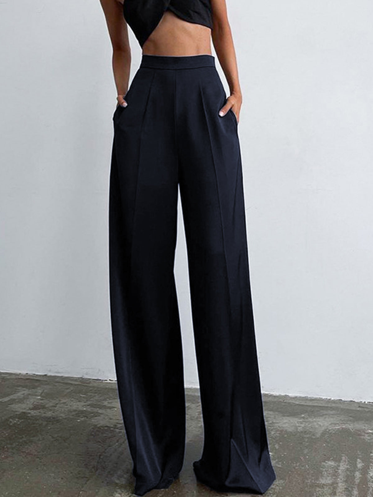 nvxiot Oversized Satin Wide Leg Dress Pants